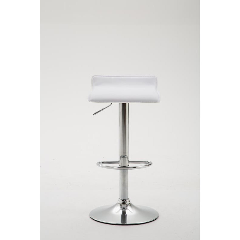 Tabouret de bar Dyn V2 en cuir synthétique chromé blanc