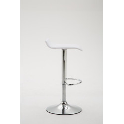 Tabouret de bar Dyn V2 en cuir synthétique chromé blanc
