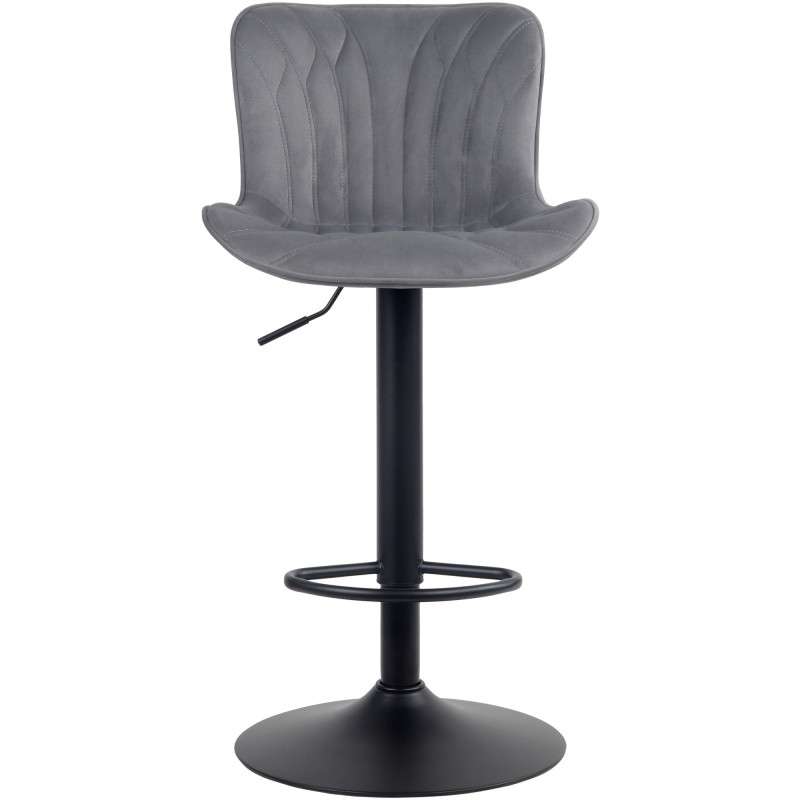 Tabouret de bar en velours Linus gris foncé
