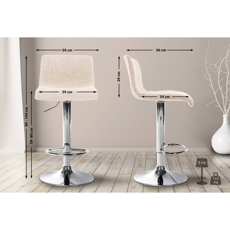 Tabouret de bar Hoover tissu C crème