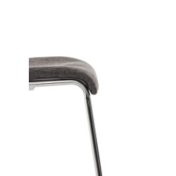 Tabouret de bar Hoover tissu 4 pieds structure chrome gris clair