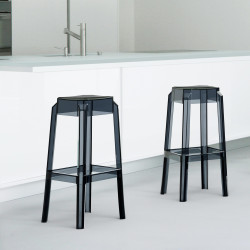 Lot de 2 tabourets de bar Fox, noir transparent