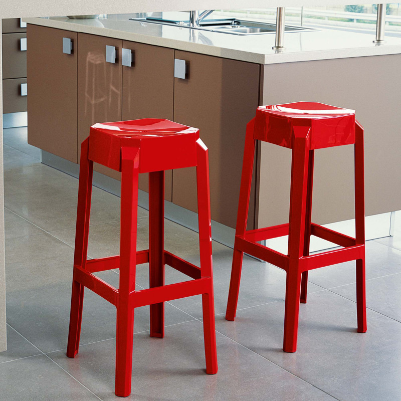 Lot de 2 tabourets de bar Fox rouge