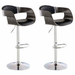 Lot de 2 tabourets de bar Kingston C simili cuir noir/gris