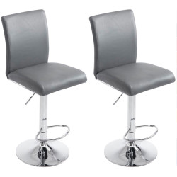 Lot de 2 tabourets de bar Cologne simili cuir gris chrome