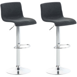 Lot de 2 tabourets de bar Hoover tissu chrome gris foncé