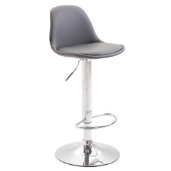 Tabouret de bar Kiel entièrement rembourré en similicuir gris