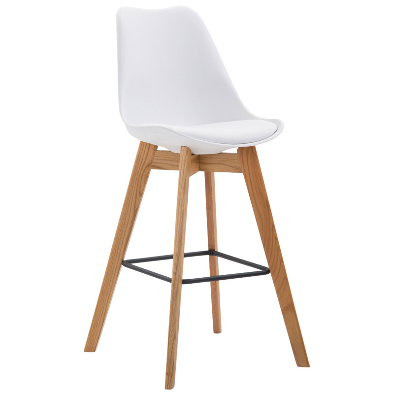 Taburete Metz con Estructura de Plбstico Natural,Blanco