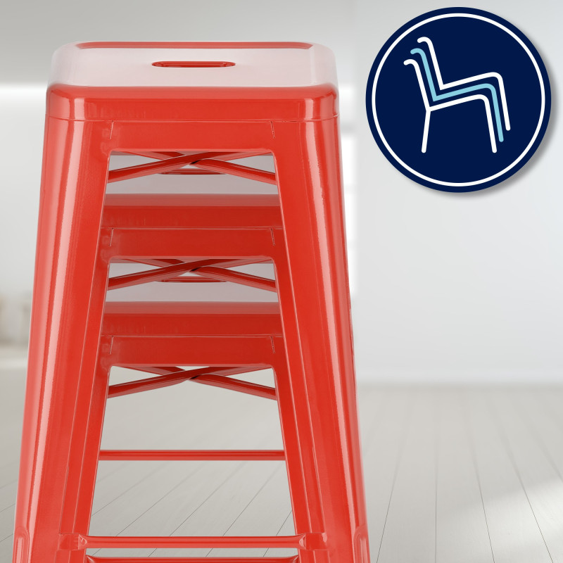 Lot de 2 tabourets de bar Joshua rouge