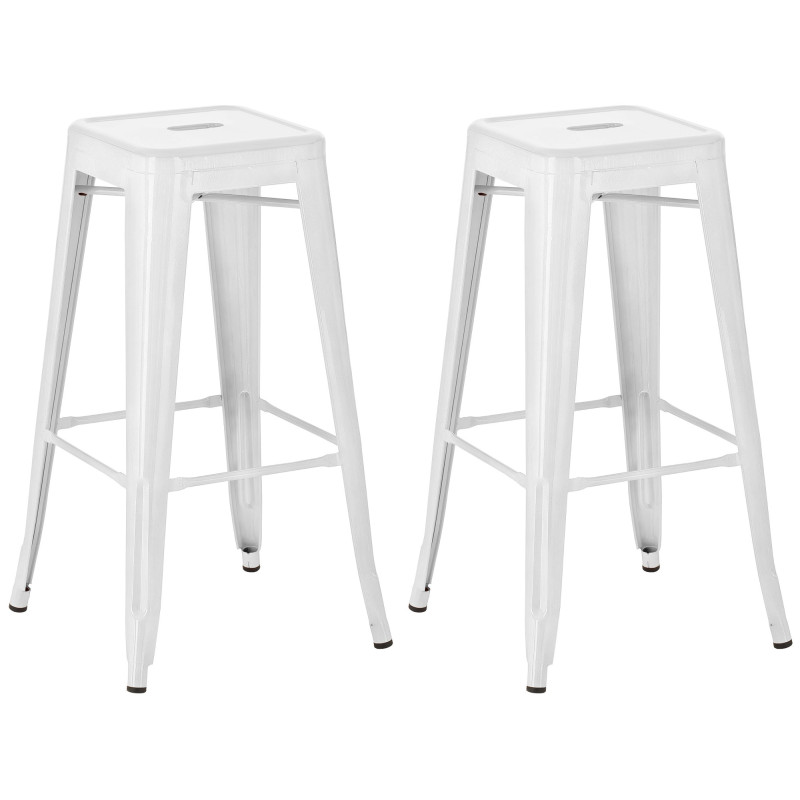 Lot de 2 tabourets de bar Joshua blanc