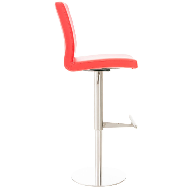 Tabouret de bar Cadiz, similicuir, acier inoxydable, rouge