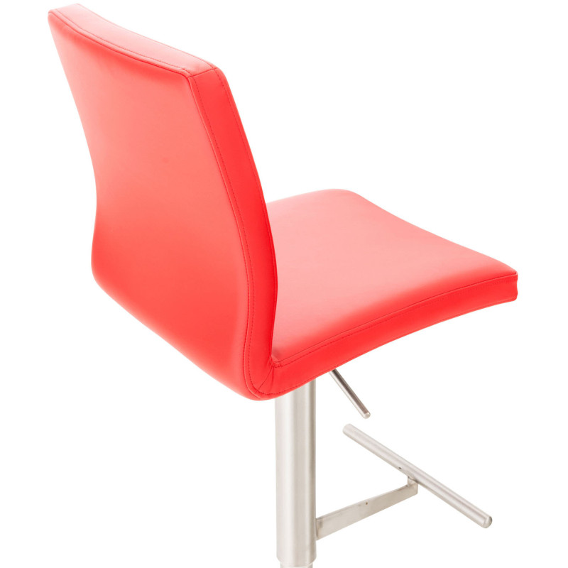 Tabouret de bar Cadiz, similicuir, acier inoxydable, rouge