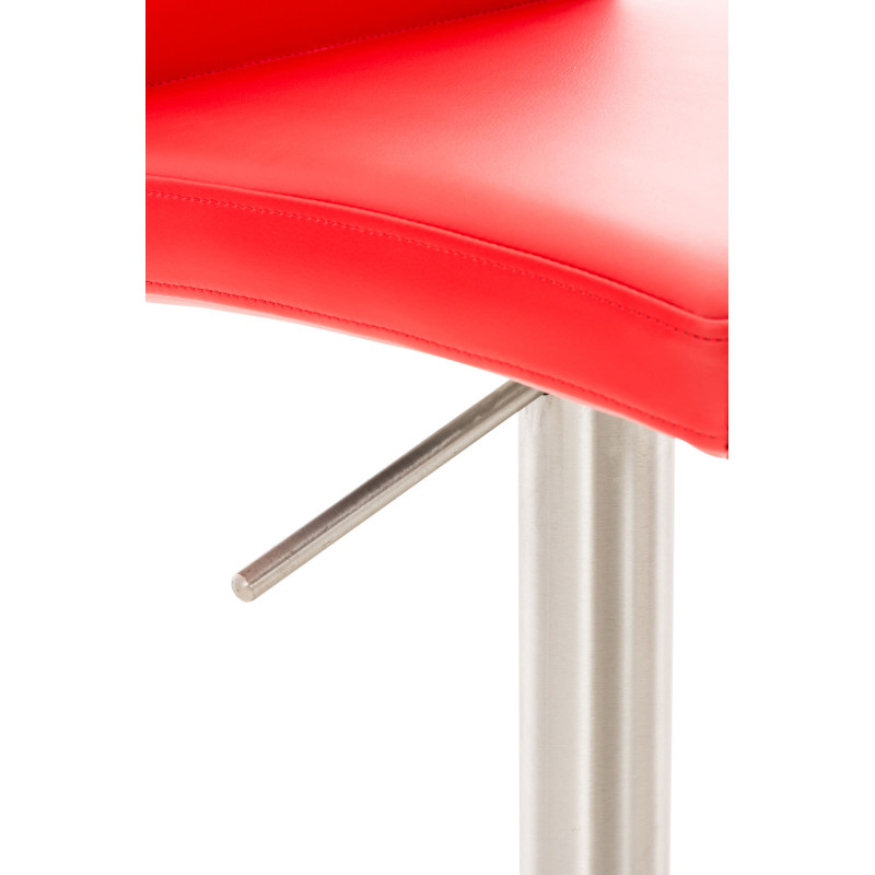Tabouret de bar Cadiz, similicuir, acier inoxydable, rouge