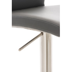 Tabouret de bar Cadiz, similicuir, acier inoxydable, gris