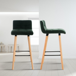 Tabouret de bar en velours vert Lincoln