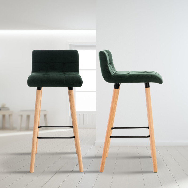 Tabouret de bar en velours vert Lincoln