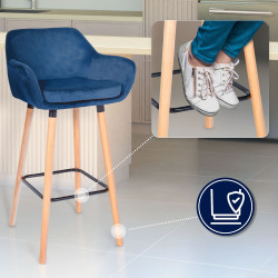 Tabouret de bar Grant velours bleu