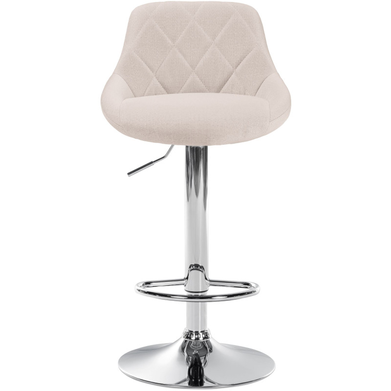 Tabouret de bar Lazio, tissu, chrome crème