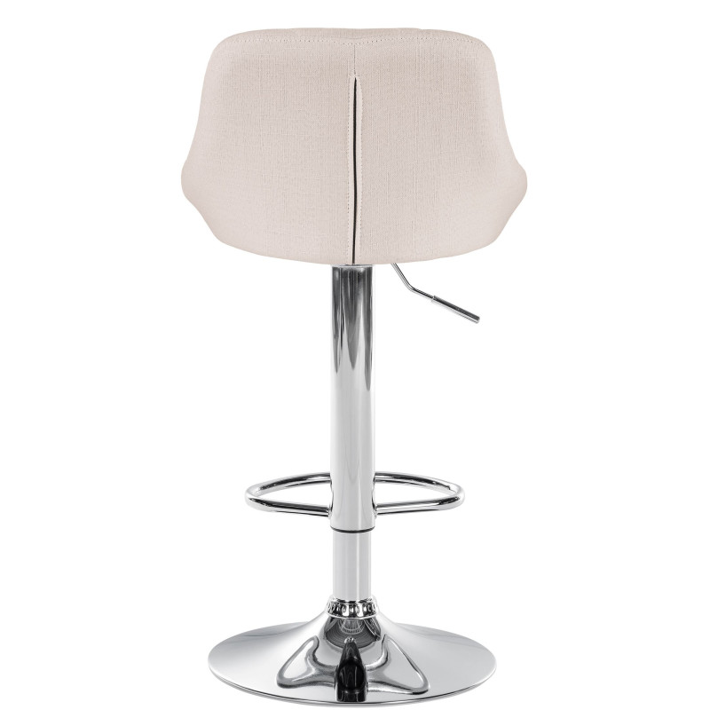 Tabouret de bar Lazio, tissu, chrome crème