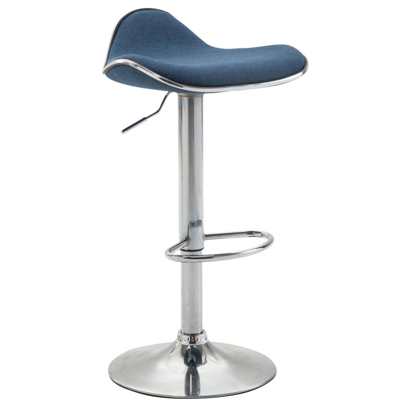Tabouret de bar Shanghai tissu chromé bleu
