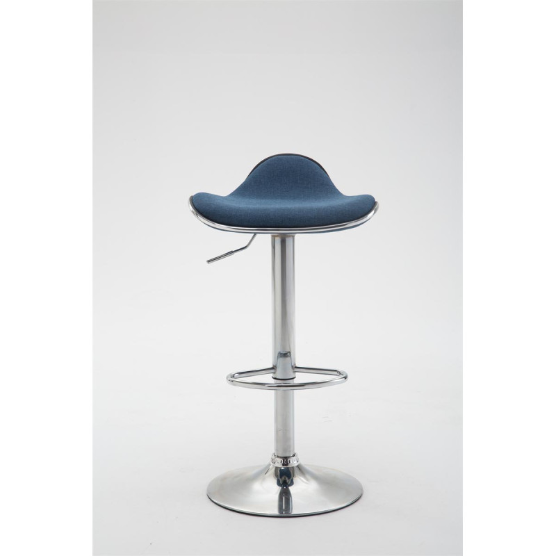 Tabouret de bar Shanghai tissu chromé bleu
