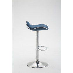 Tabouret de bar Shanghai tissu chromé bleu
