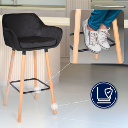 Lot de 2 tabourets de bar Grant velours noir