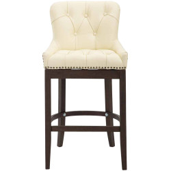 Taburete de bar Lakewood Cuero aъtentico Crema