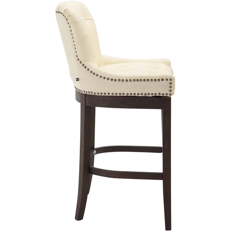 Tabouret de bar Lakewood en cuir véritable, style antique crème