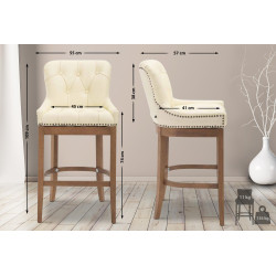 Taburete Lakewood Cuero Aъtentico & Madera Clara Crema