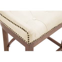 Taburete Lakewood Cuero Aъtentico & Madera Clara Crema