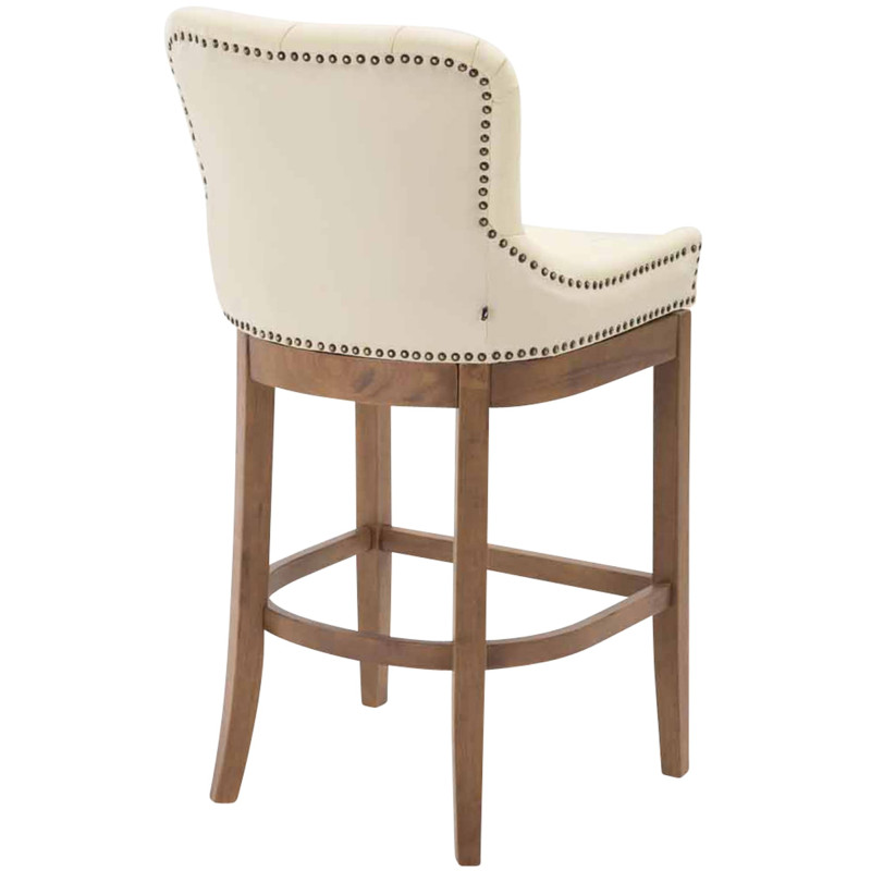 Taburete Lakewood Cuero Aъtentico & Madera Clara Crema