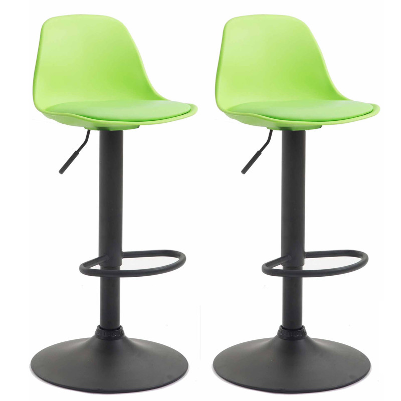 Lot de 2 tabourets de bar Kiel en plastique noir vert