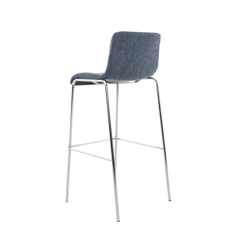 Tabouret de bar Hoover tissu 4 pieds structure chrome bleu