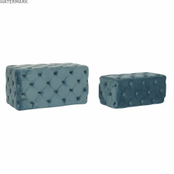Banquette DKD Home Decor   Bleu Polyester Velours Bois MDF (88 x 53 x 48 cm)