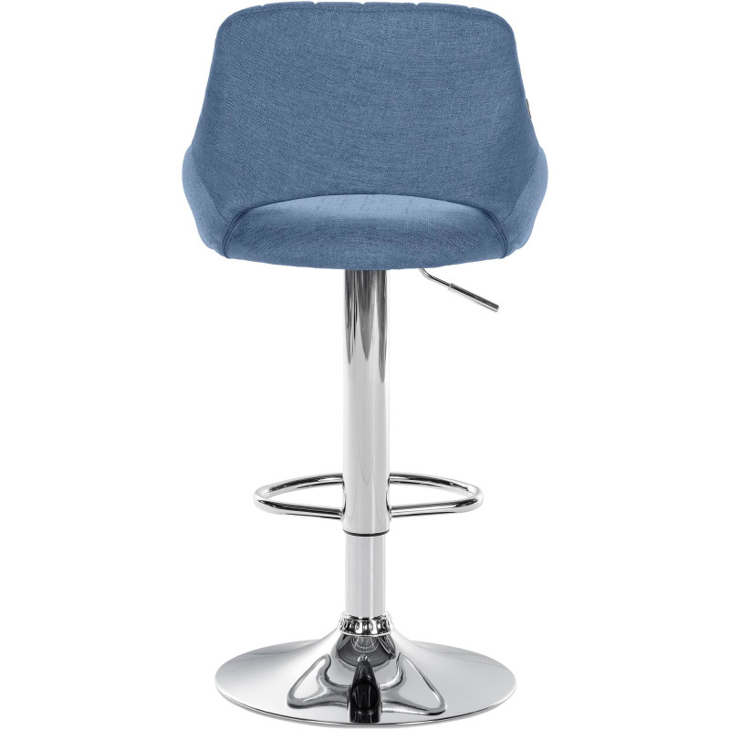 Tabouret de bar Milet tissu chromé bleu
