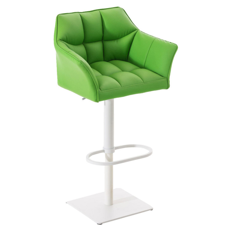 Lot de 2 tabourets de bar Damaso, simili cuir, blanc et vert