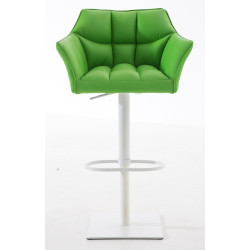 Lot de 2 tabourets de bar Damaso, simili cuir, blanc et vert