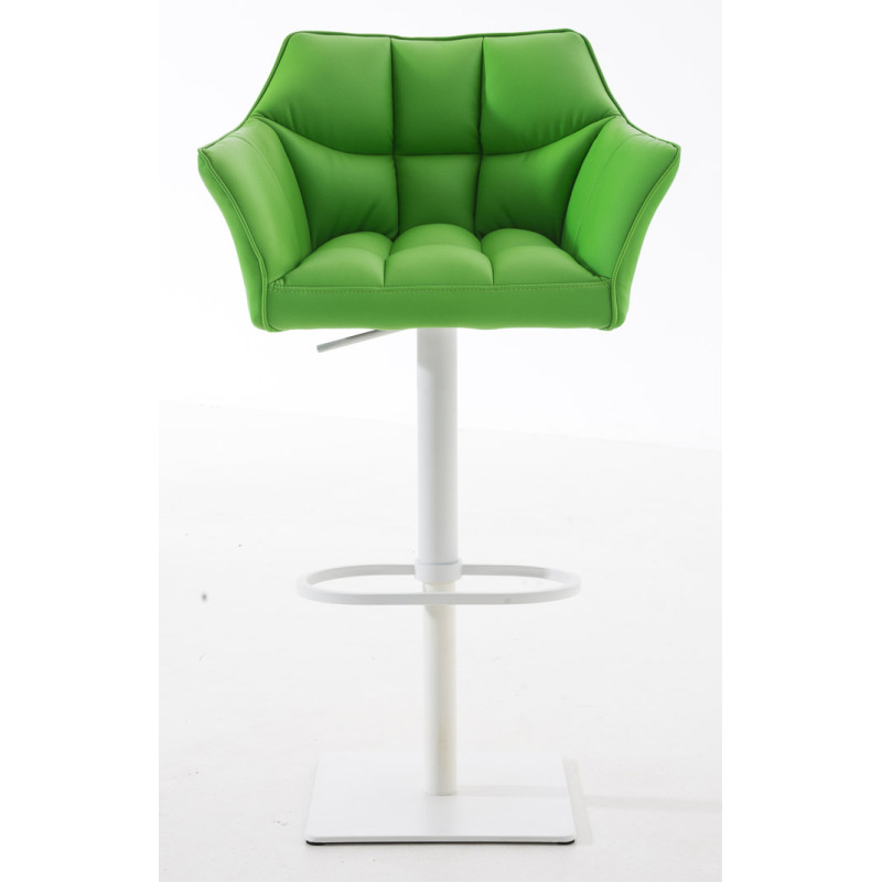 Lot de 2 tabourets de bar Damaso, simili cuir, blanc et vert