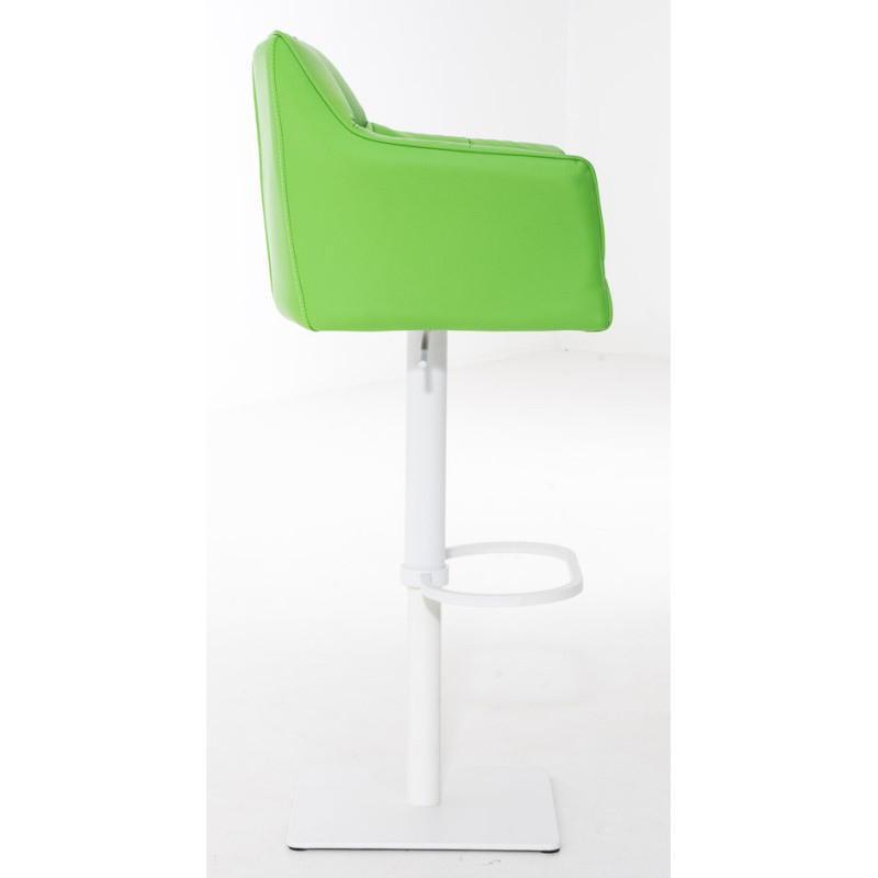 Lot de 2 tabourets de bar Damaso, simili cuir, blanc et vert