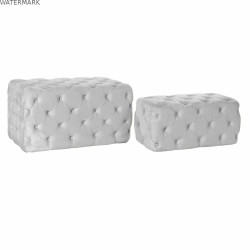 Banquette DKD Home Decor   Gris Polyester Velours Bois MDF (88 x 53 x 48 cm)