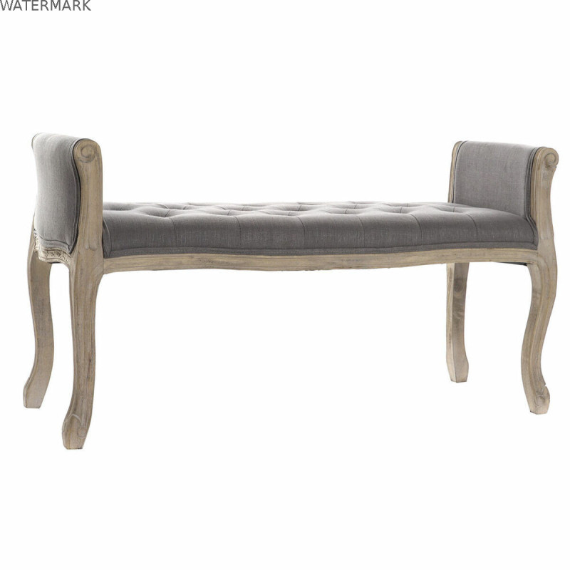 Banquette DKD Home Decor   Naturel Gris foncé Bois d'hévéa Toile 109 x 44,5 x 60 cm