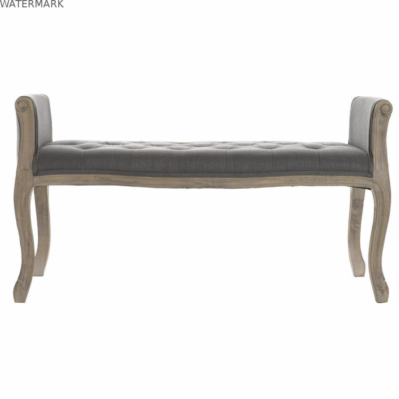 Banquette DKD Home Decor   Naturel Gris foncé Bois d'hévéa Toile 109 x 44,5 x 60 cm