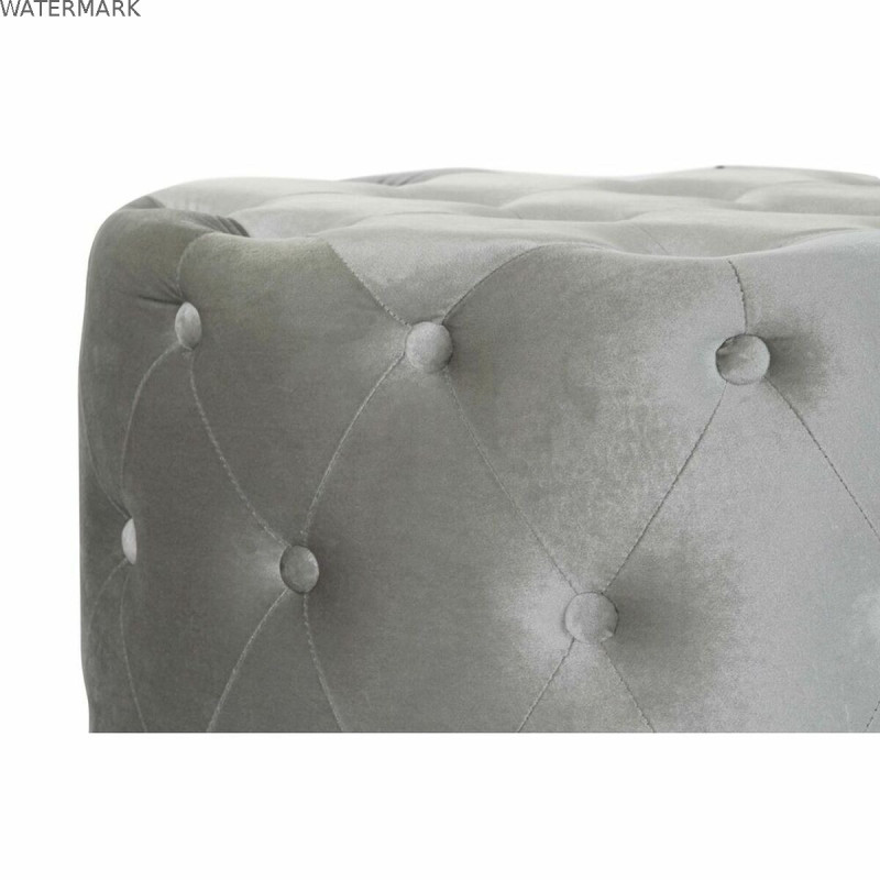 Repose-pied DKD Home Decor Gris Velours Bois MDF (80 x 80 x 43 cm) (58 x 58 x 37 cm) (2 pcs)