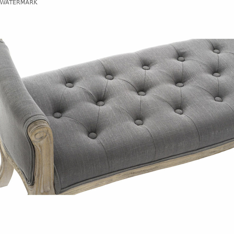 Banquette DKD Home Decor   Naturel Gris foncé Bois d'hévéa Toile 109 x 44,5 x 60 cm