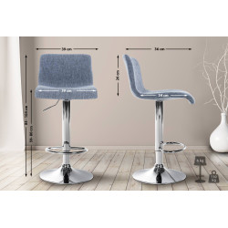Tabouret de bar Hoover tissu C bleu