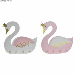 Portemanteau DKD Home Decor Bois Enfant Cygne 40 x 4 x 38,5 cm (2 Unités)