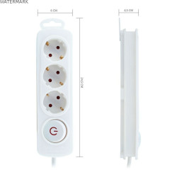 Rallonge 3 prises Schuko avec interrupteur TM Electron 250 V