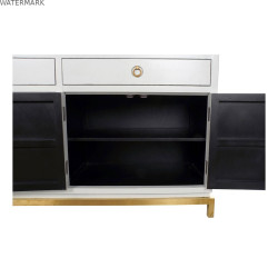 Buffet DKD Home Decor Kamakura Blanc Doré Métal Peuplier 150 x 50 x 80 cm (150 x 50 x 80 cm)