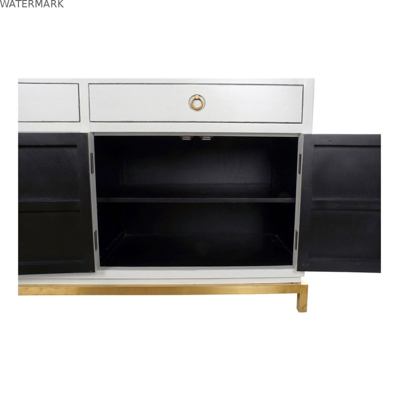 Buffet DKD Home Decor Kamakura Blanc Doré Métal Peuplier 150 x 50 x 80 cm (150 x 50 x 80 cm)